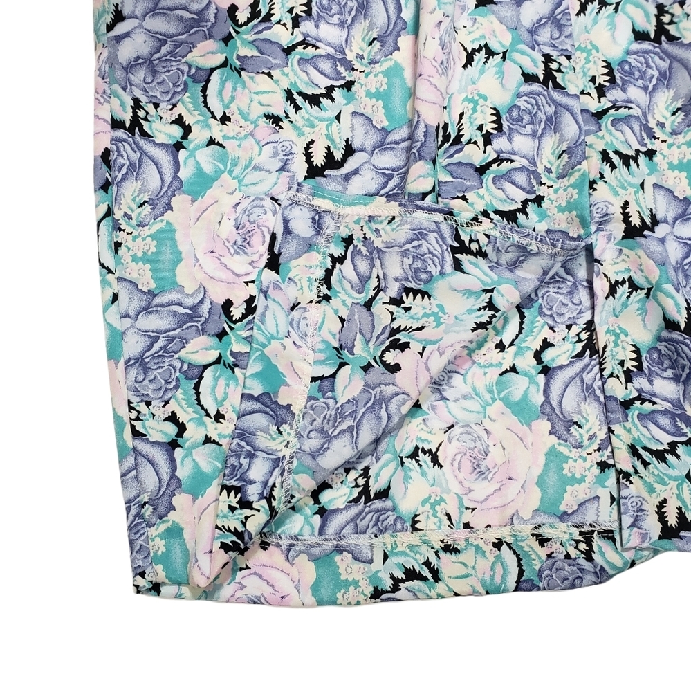 Vintage Alexis Petite Blue Floral Print Midi Dress Womens Size 11-12 Work Church - Picture 11 of 16